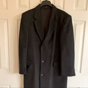 Mens Wool and Cashmere Coat, Charcoal Gray, Size 40R
